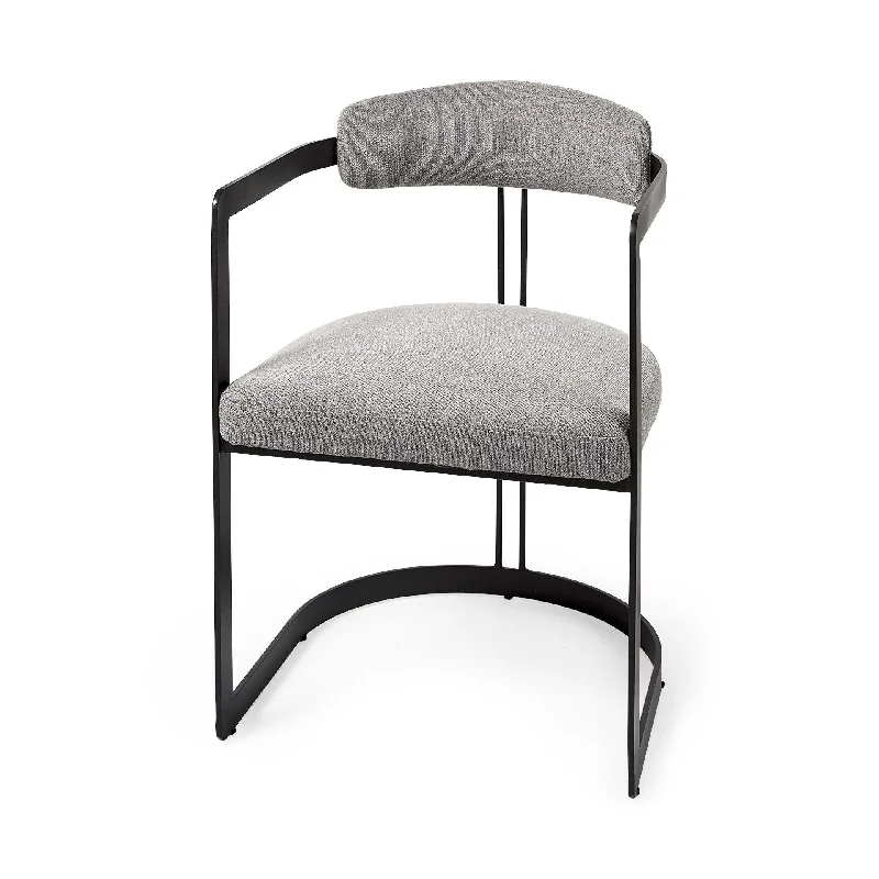 Curvy Upholstered Dining Armchair - Black / Gray