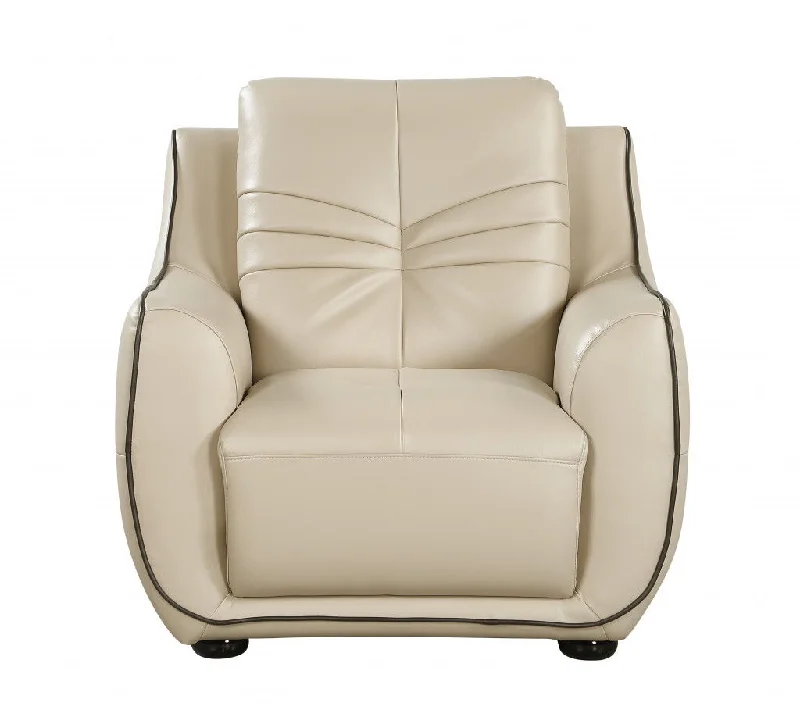 Elegant Faux Leather Chair - Beige