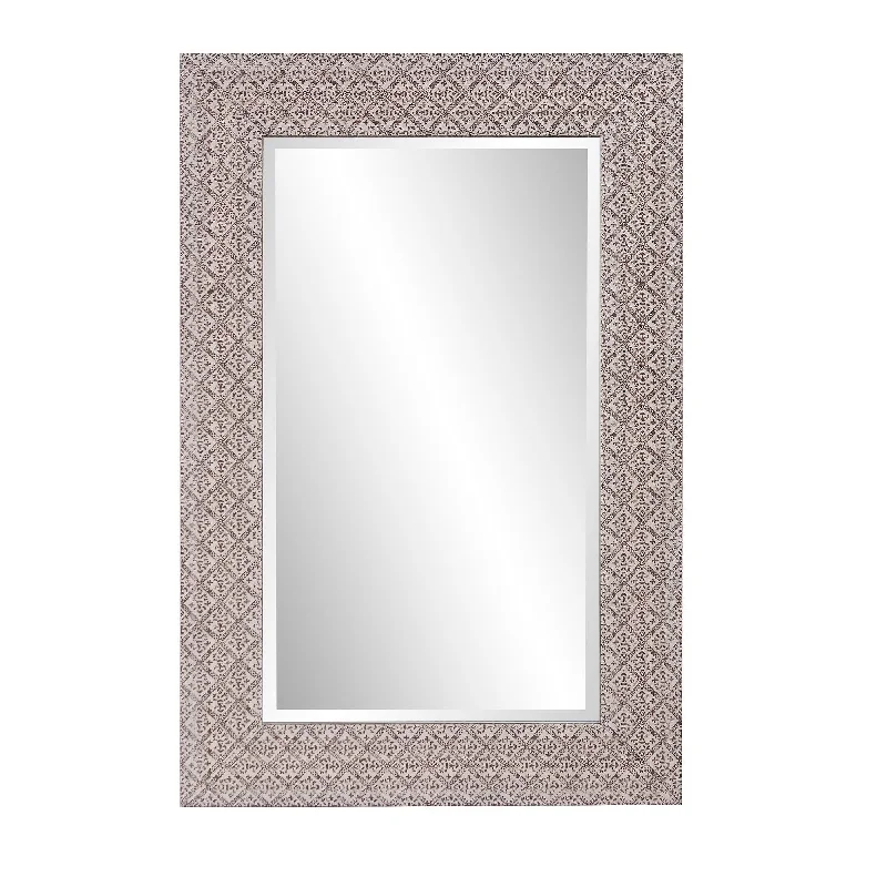 Embossed Faux Wood Rectangular Mirror - Gray