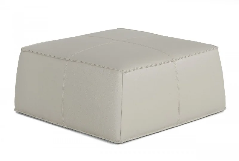 Faux Leather Cocktail Ottoman - Light Gray