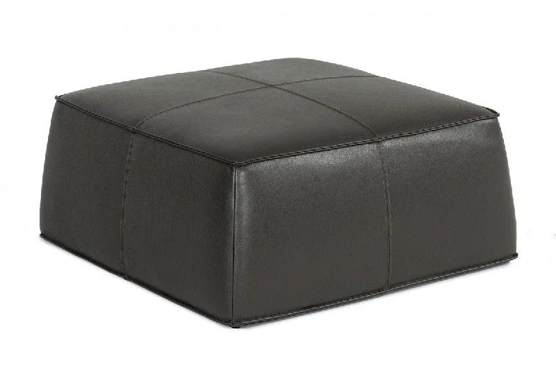 Faux Leather Cocktail Ottoman - Slate Gray