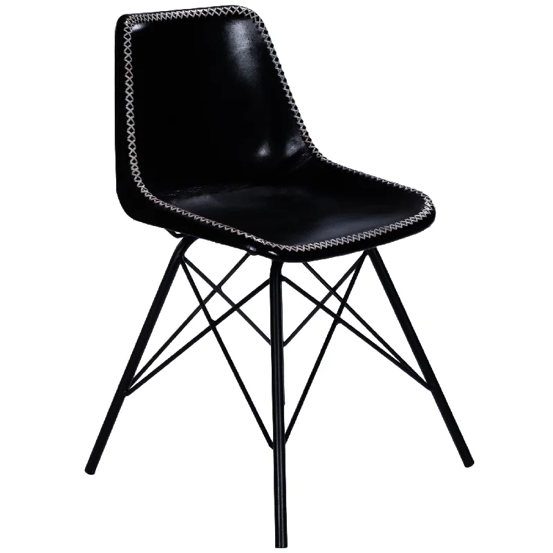 Faux Leather, Side Chair - Black