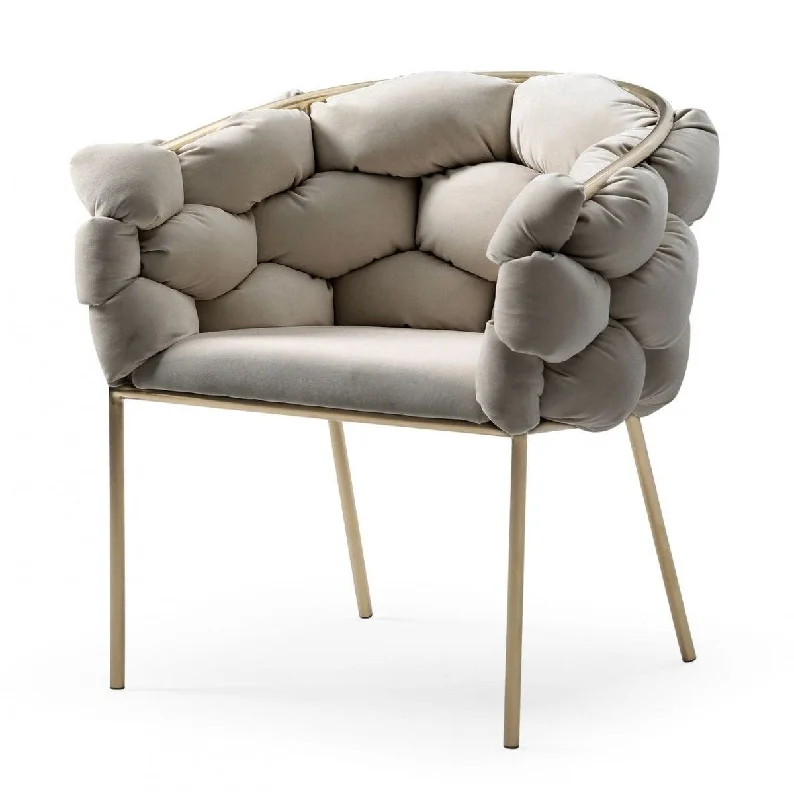 Geo Velvet And Brushed Brass Velvet Dining Chair - Gray