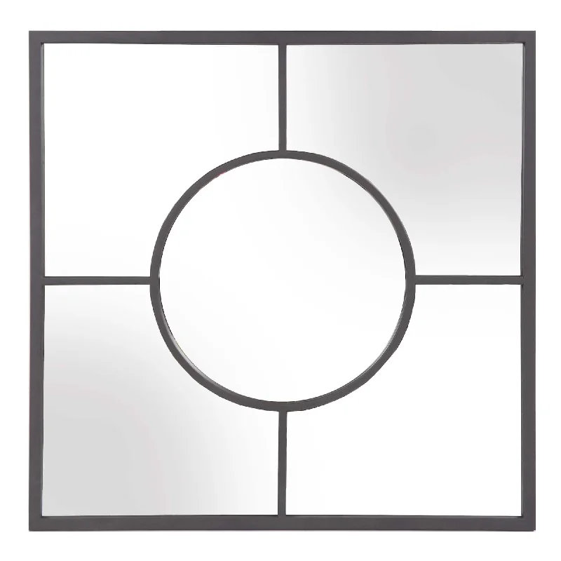 Geometric Design Square Metal Wall Mirror - Graphite