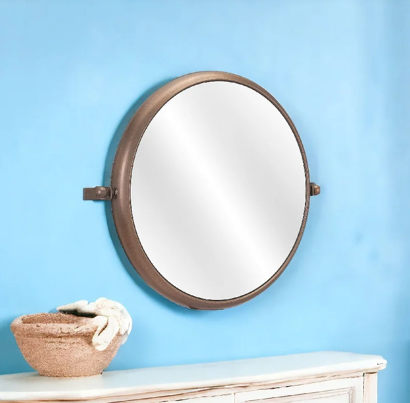 Industrial Round Mirror - Gold