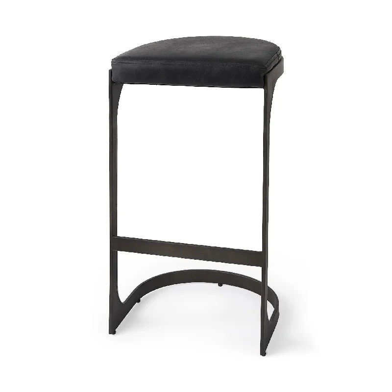 Iron Backless Bar Chair - Black