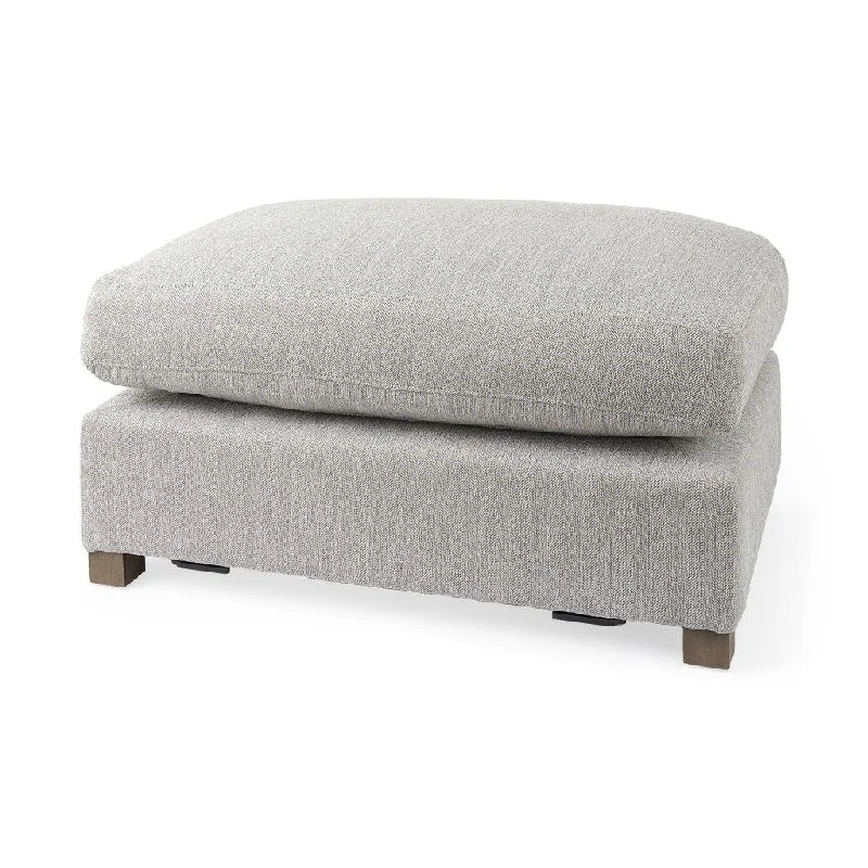 Jute Cocktail Ottoman - Light Gray / Brown