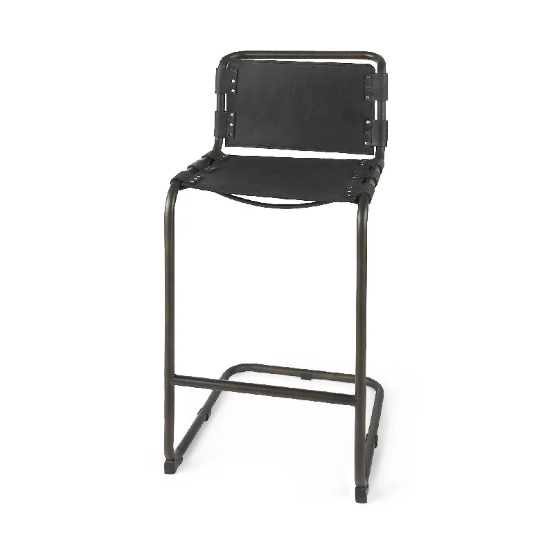 Leather And Iron Bar Chair - Black