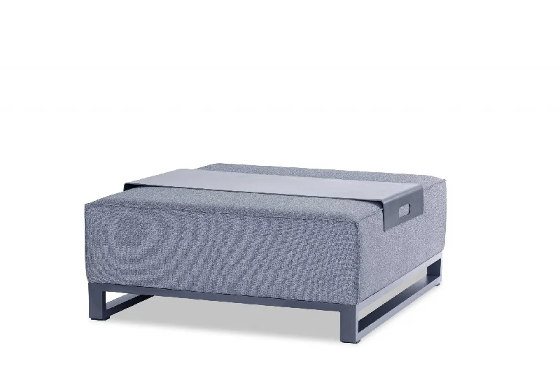 Linen Cocktail Ottoman - Gray