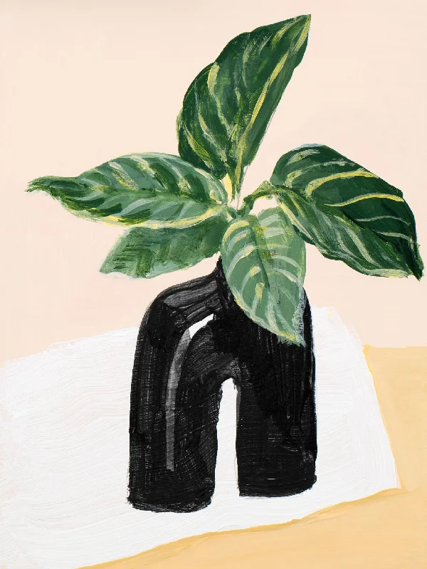 Little Plants In Black Vase II By Lanie Loreth - Dark Green