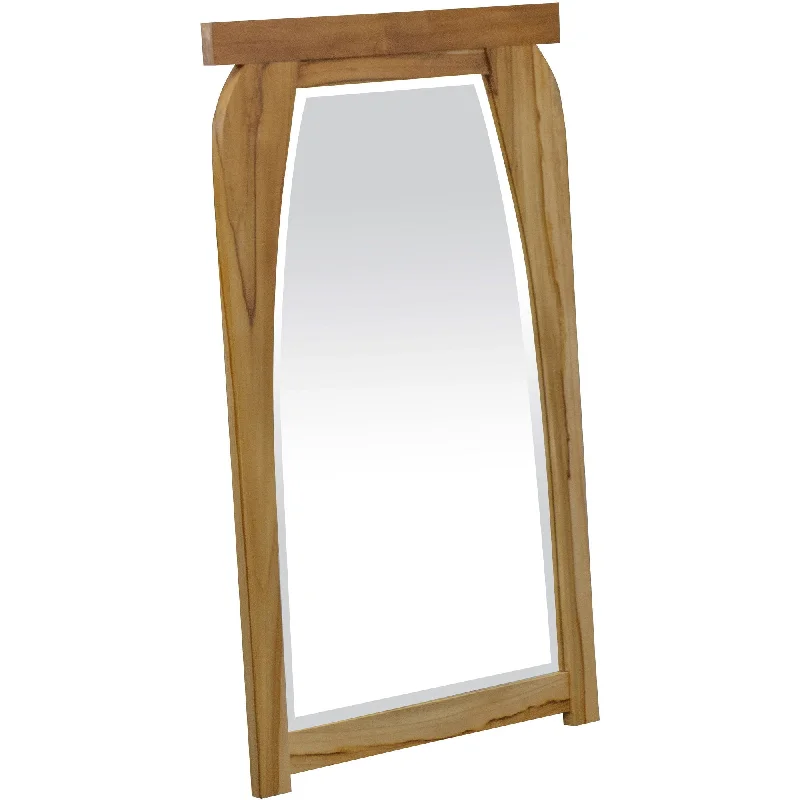 Modern Shape Teak Wall Mirror - Natural