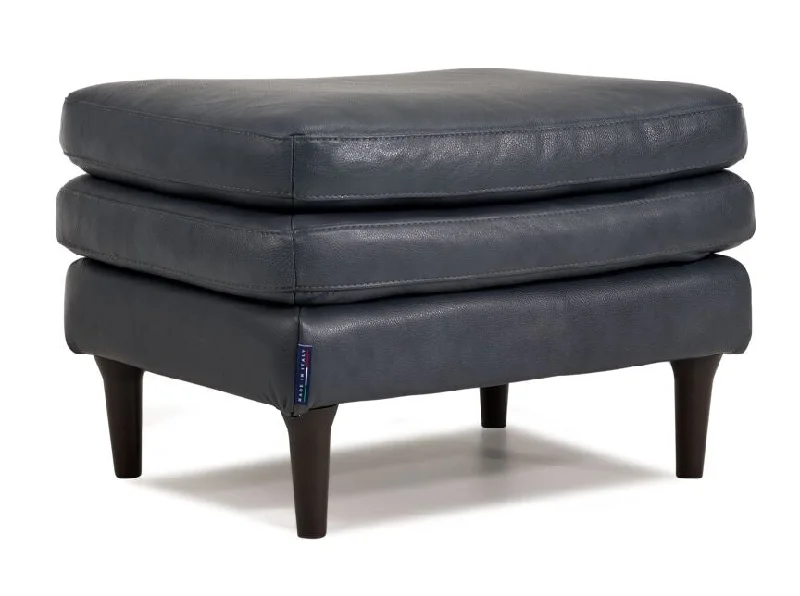 Oscar Leather Ottoman-Blue