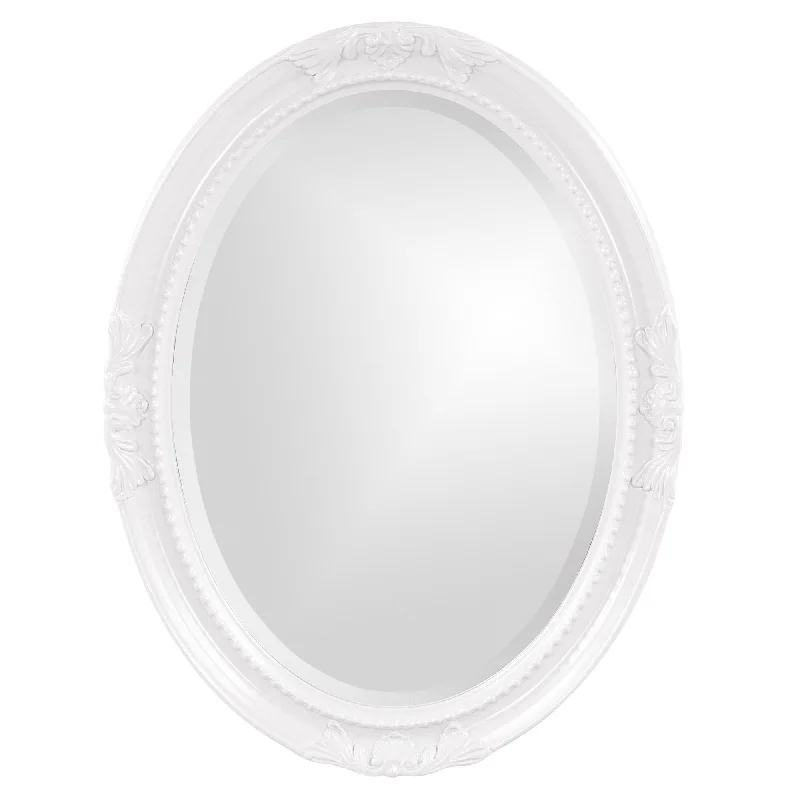 Oval Mirror Wood Frame - Glossy White