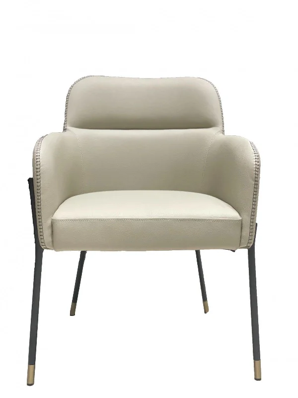 Pale Faux Leather Modern Dining Or Side Chair - Gray