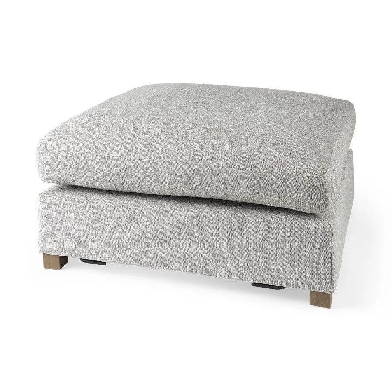 Polyester And Brown Cocktail Ottoman - Light Gray