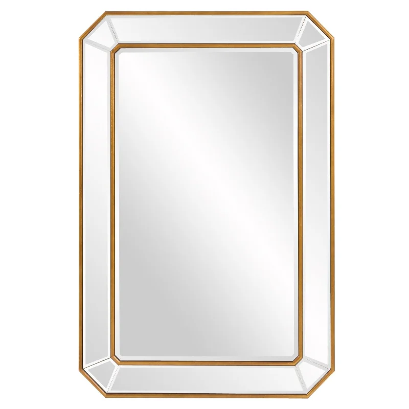 Recatngle Leaf Mirror With Angled Corners Frame - Gold