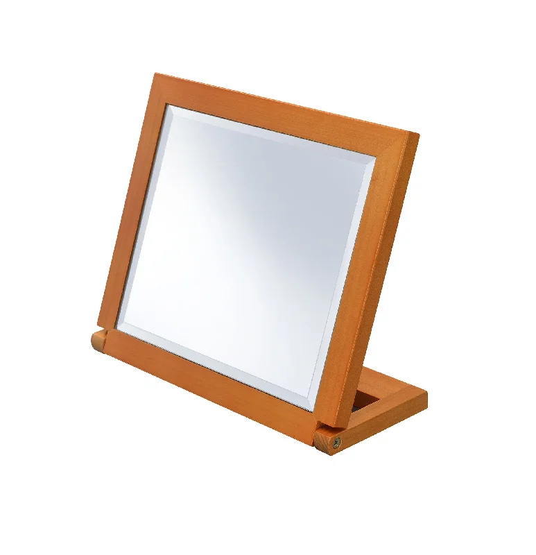 Rectangle Makeup Shaving Tabletop Mirror - Brown