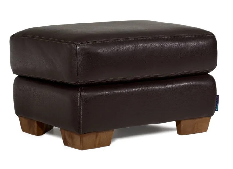 Sloane Leather Ottoman- Chocolate