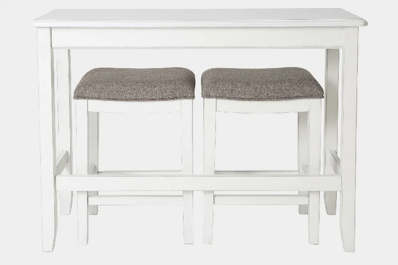 Solid Wood Backless Bar Chair - Light Gray / White