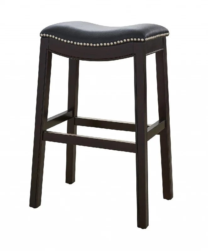 Solid Wood Backless Bar Height Bar Chair - Black / Espresso