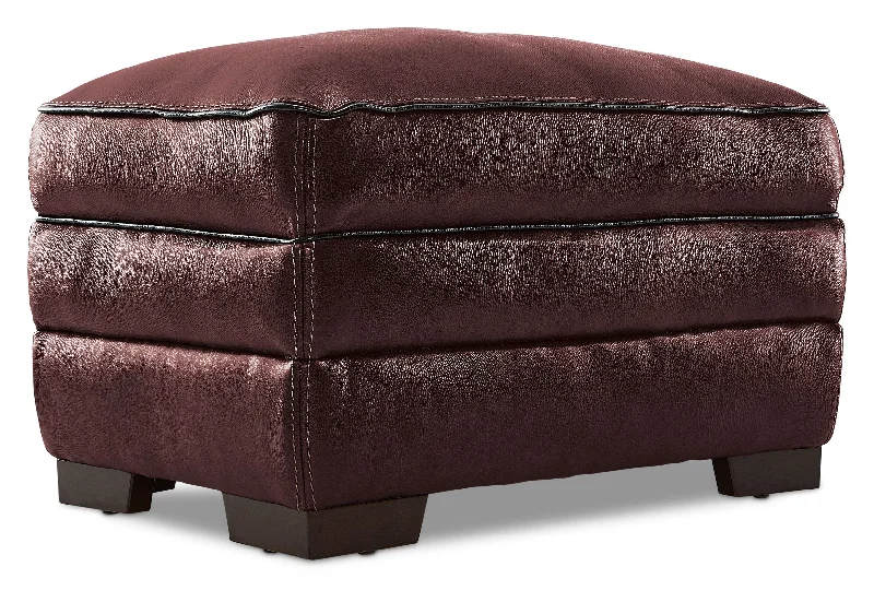 Stampede Leather Ottoman - Salsa