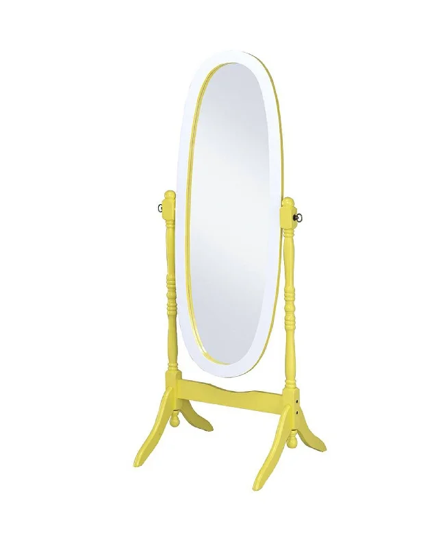 Standing Solid Wood Mirror - Yellow Oval Cheval