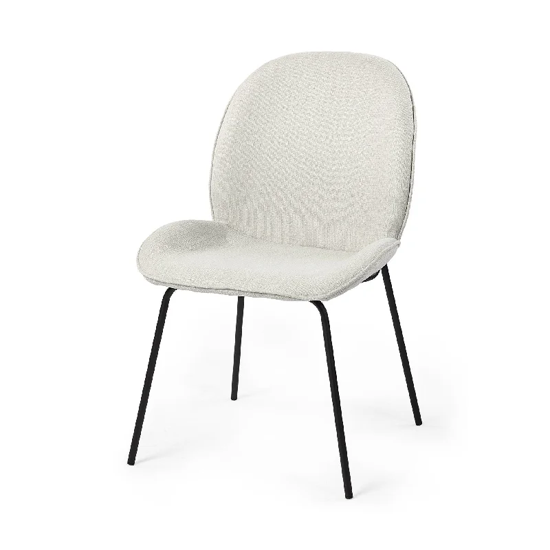 Upholstered Fabric Side Chairs (Set of 2) - White / Black