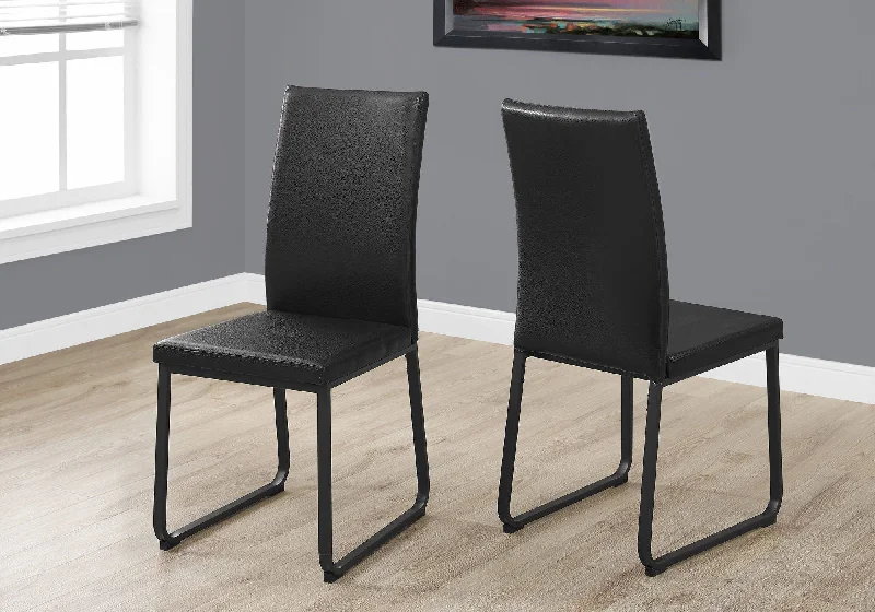 Upholstered Faux Leather Dining Side Chairs (Set of 2) - Black