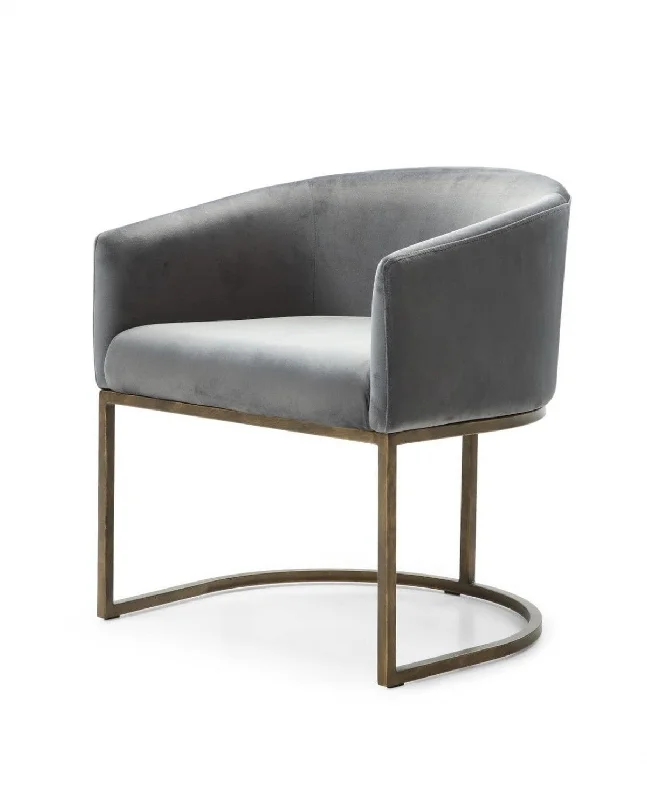 Velvet Brass Modern Dining Chair - Gray