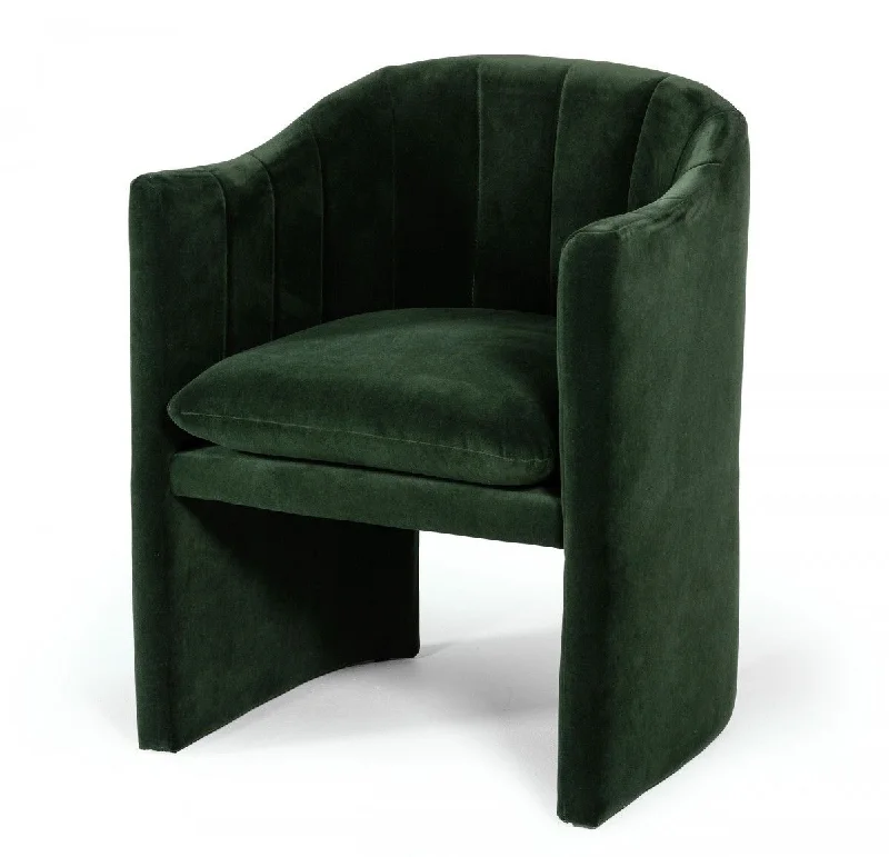 Velvet Modern Curvilinear Dining Chair - Dark Green