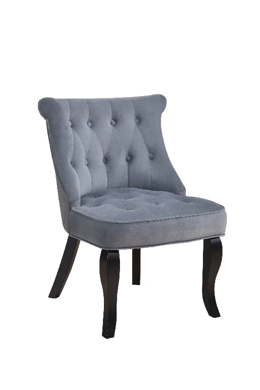 Velvet Tufted Accent Chair - Grey