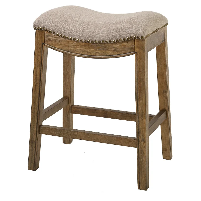 Wood Backless Counter Height Bar Chair - Cream / Brown