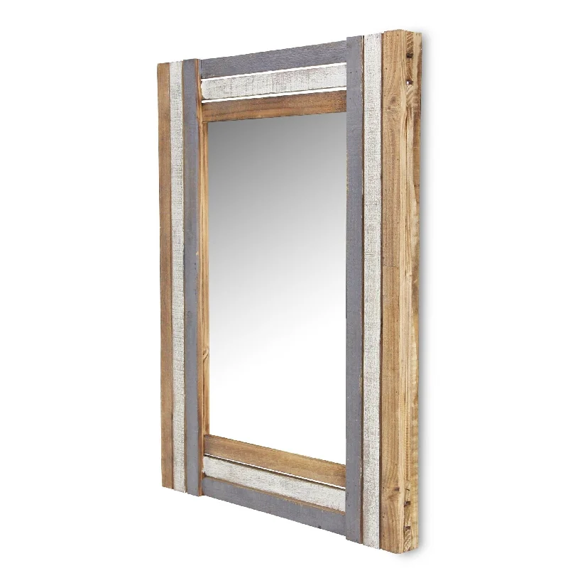 Wood Framed Accent Mirror - Gray Natural / White