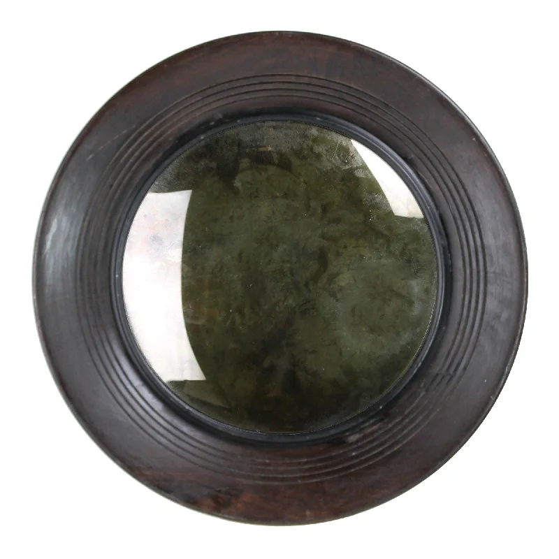 Wooden Convex Mirror - Dark Brown