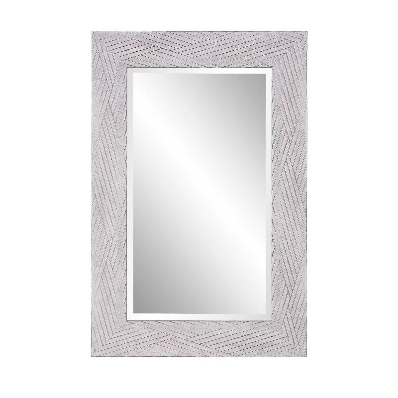 Woven Faux Wood Rectangular Mirror - Weathered Gray