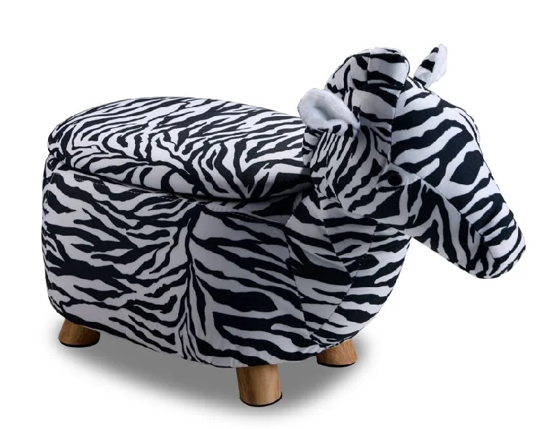 Zebra Storage Ottoman - Black and White