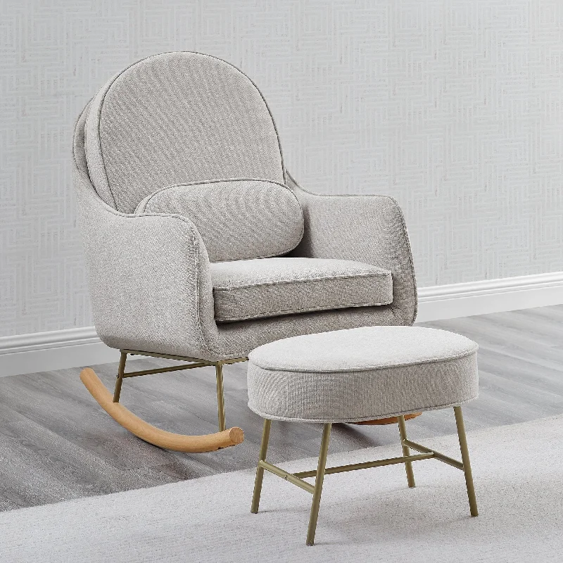 Ella Rocker & Ottoman with LiveSmart Evolve Fabric