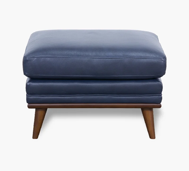 Emmitt Navy Leather Ottoman