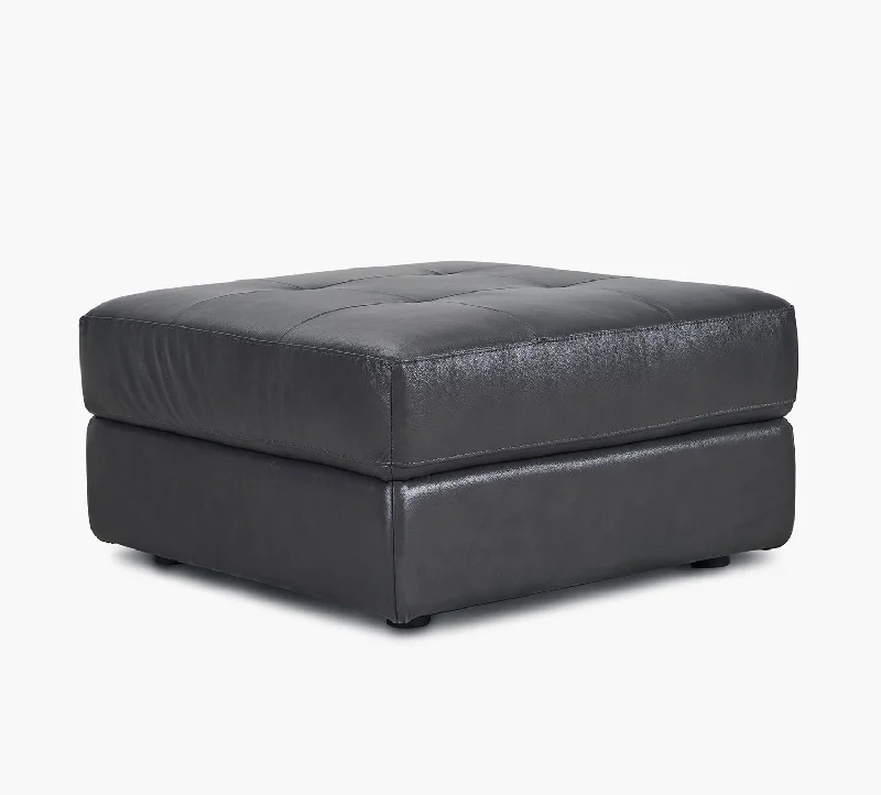 Oakley Grey Tufted Leather Ottoman