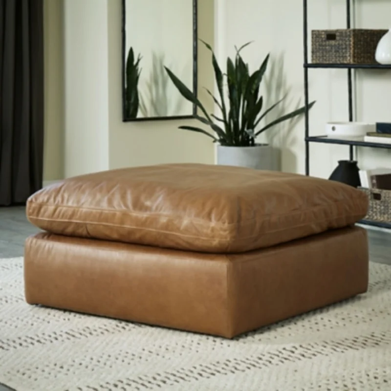 Kora Oversized Accent Ottoman - Caramel