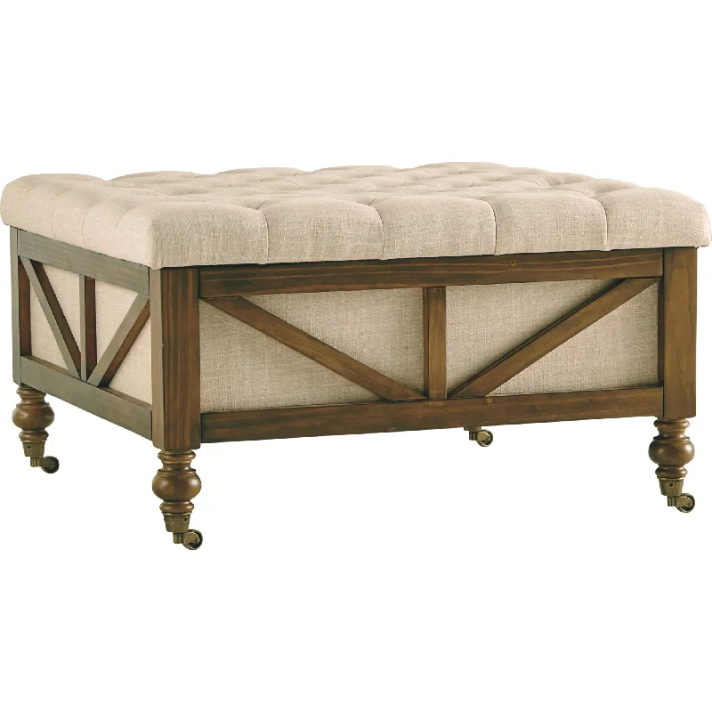 Kyleman Storage Ottoman - Beige/Brown